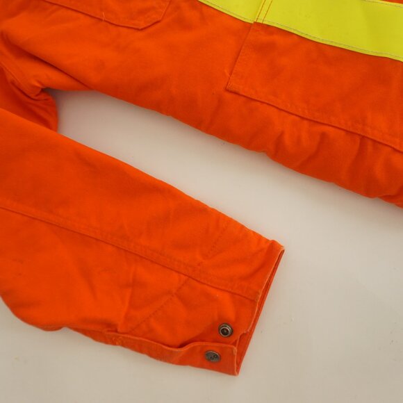 AGO Flame Resistant Endura Ultra Soft Orange Canvas Reflective Button Up Jacket - Picture 10 of 15
